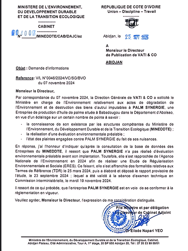 PALM SYNERGIE: Une réponse ministérielle… mûrie pendant un an!