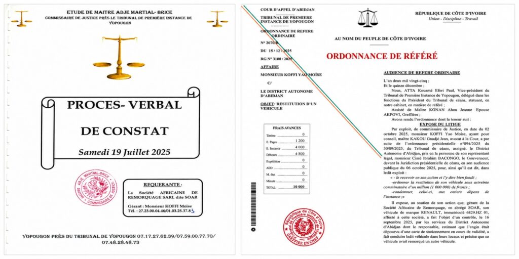 Les actions judiciaires menées par la SOAR à l'encontre du District Autonome d'Abidjan