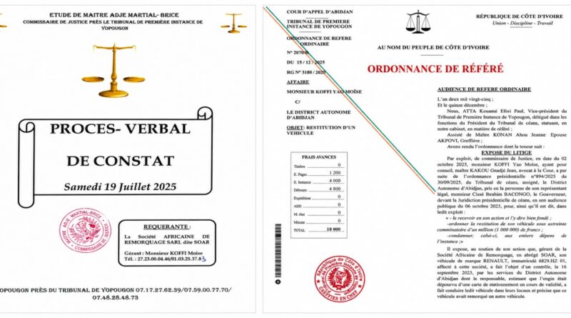 Les actions judiciaires menées par la SOAR à l'encontre du District Autonome d'Abidjan